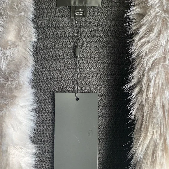New! St. John faux fur coat/cardigan. Size 12.